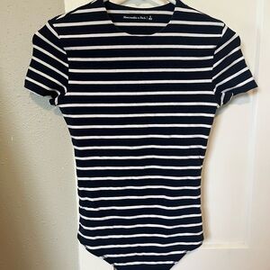 Abercrombie & Fitch Navy and White Striped Bodysuit